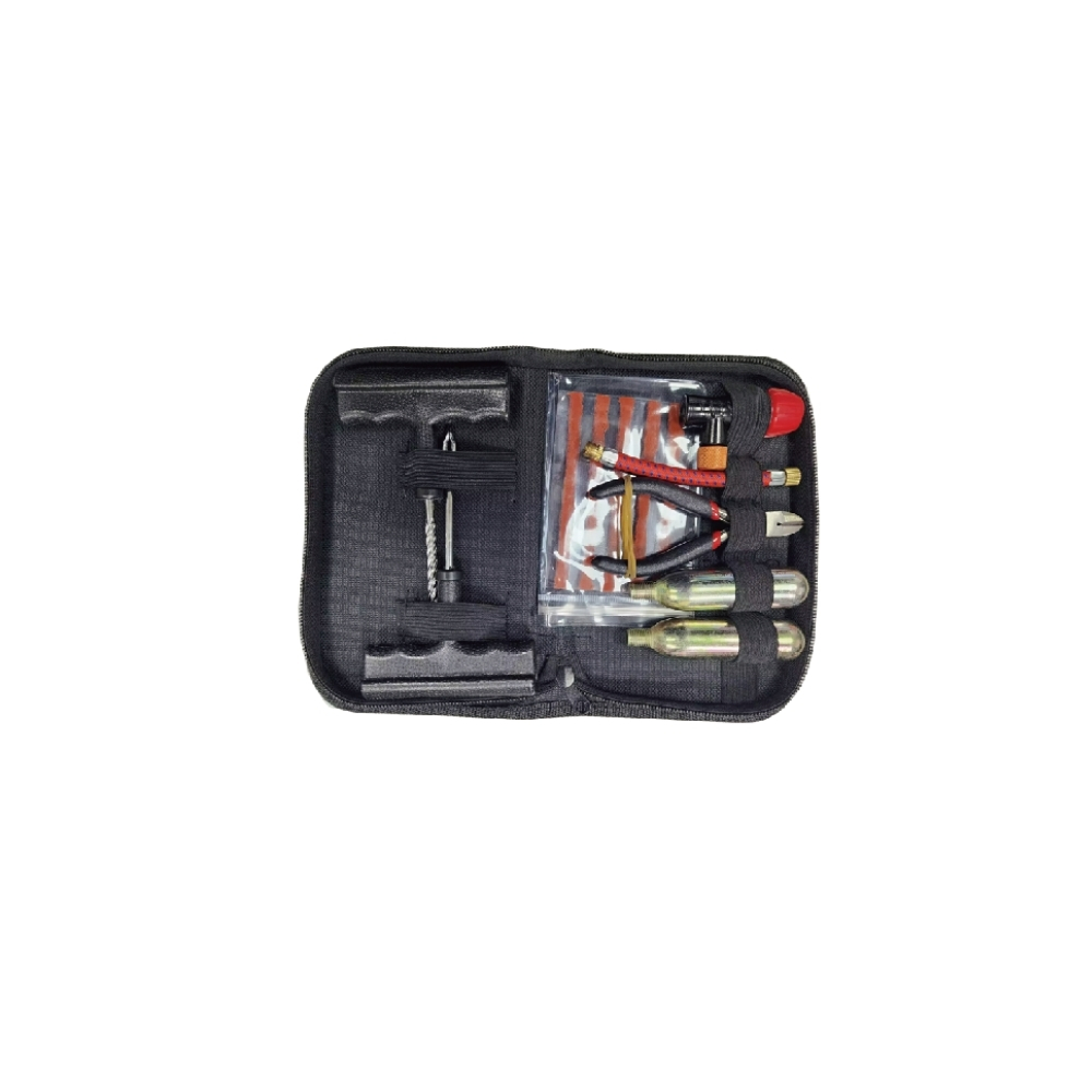 12-Piece Motorcycle Tire Repair Kit | Instant Puncture Repair Set | with CO2 Inflator System，MC61-884